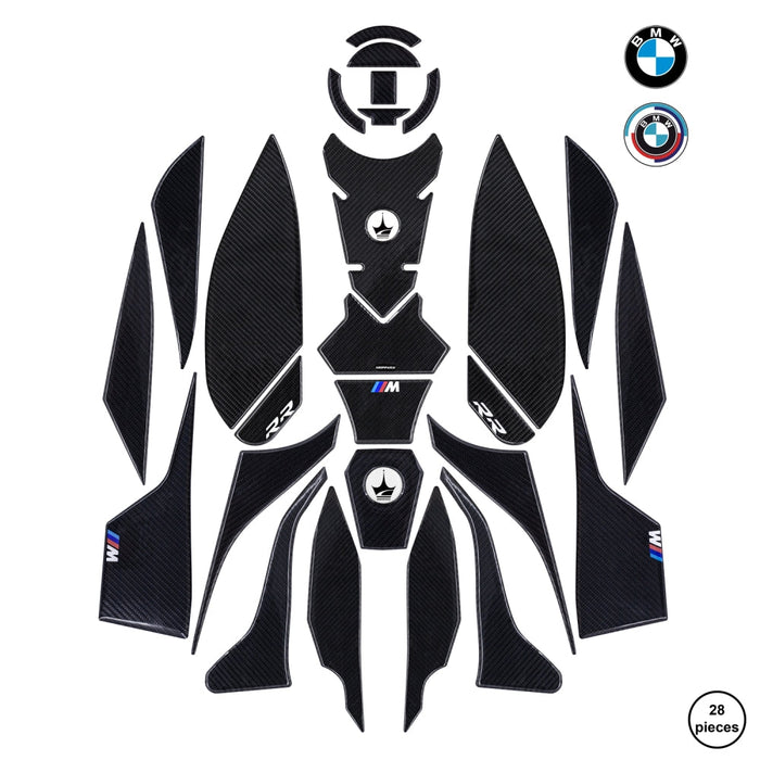 Grippatch BMW S1000RR (2023-2024) ile Uyumlu Kaydırmaz 6D Karbon 28 Parça Tank Pad Seti GC43