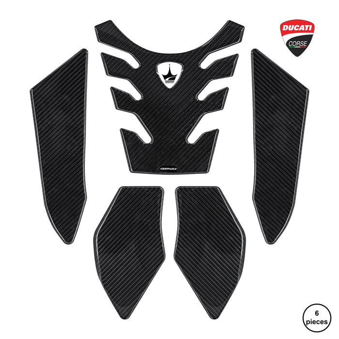 Grippatch Ducati Multistrada 950-1200 (2023) ile Uyumlu Kaydırmaz 6D Karbon 6 Parça Tank Pad Seti GC37