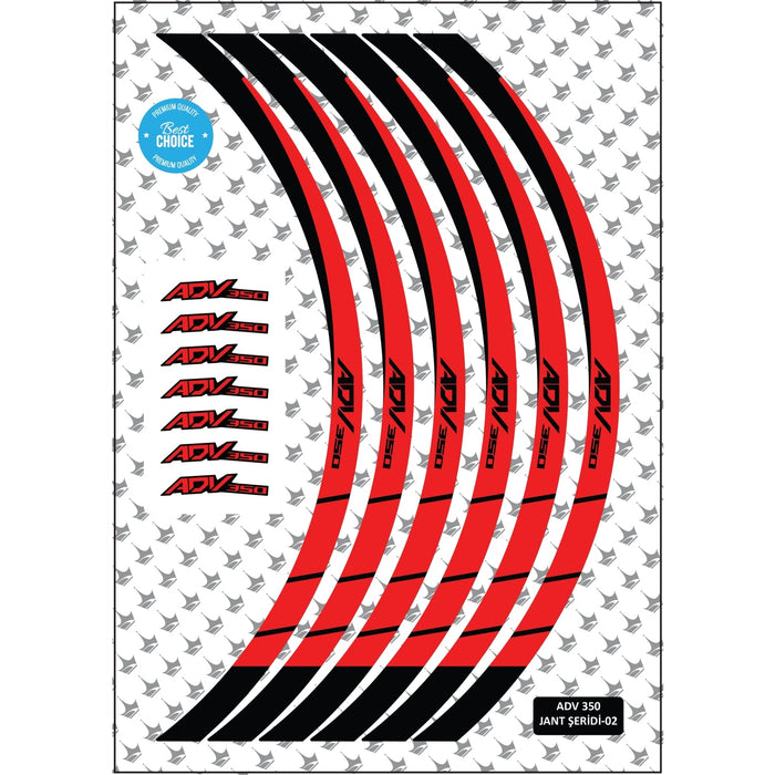 Grippatch Honda ADV350 ile Uyumlu Jant Şeridi - Kırmızı / Siyah