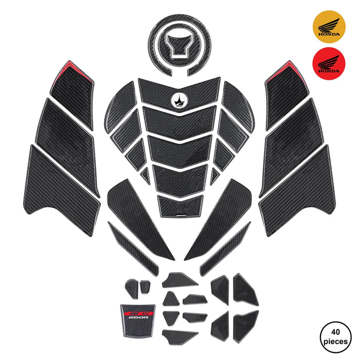 Grippatch Honda CB650R (2025) ile Uyumlu Kaydırmaz 6D Karbon 40 Parça Tank Pad Seti GC54