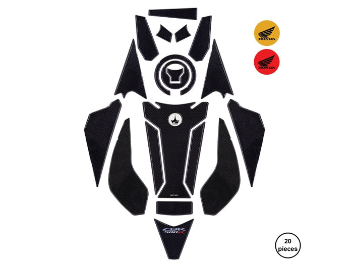 Grippatch Honda CBR500 Black (2025) ile Uyumlu Kaydırmaz 6D Karbon 20 Parça Tank Pad Seti GC25