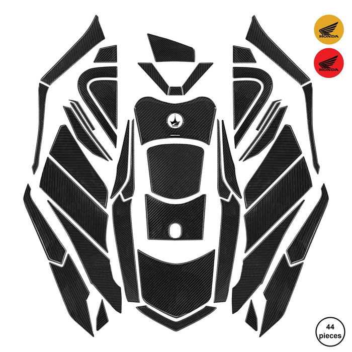 Grippatch Honda PCX 125 (2025) ile Uyumlu Kaydırmaz 6D Karbon 44 Parça Tank Pad Seti GC40