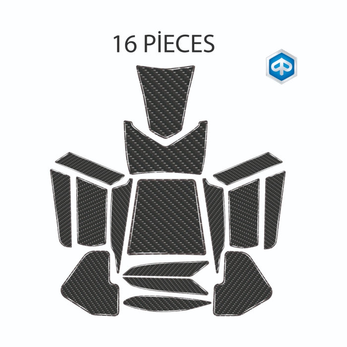 Grippatch Piaggio MP3 ile Uyumlu 6D Karbon Kaydırmaz 16 Parça Tank Pad Set GC-86