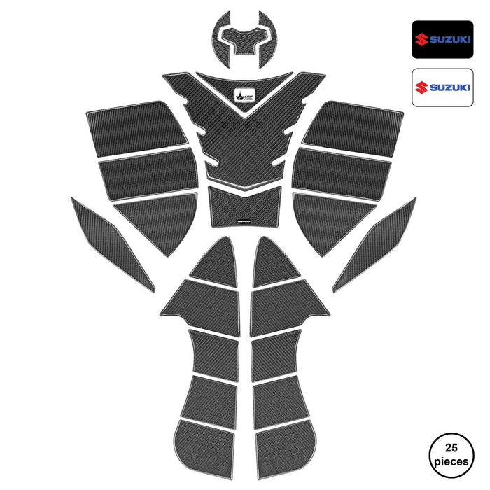 Grippatch Suzuki Hayabusa (2024) ile Uyumlu Kaydırmaz 6D Karbon 25 Parça Tank Pad Seti GC57