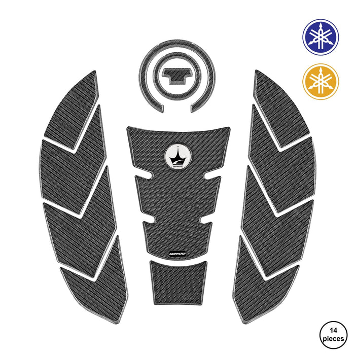 Grippatch Yamaha R7 (2021-2024) ile Uyumlu Kaydırmaz 6D Karbon 14 Parça Tank Pad Seti GC58