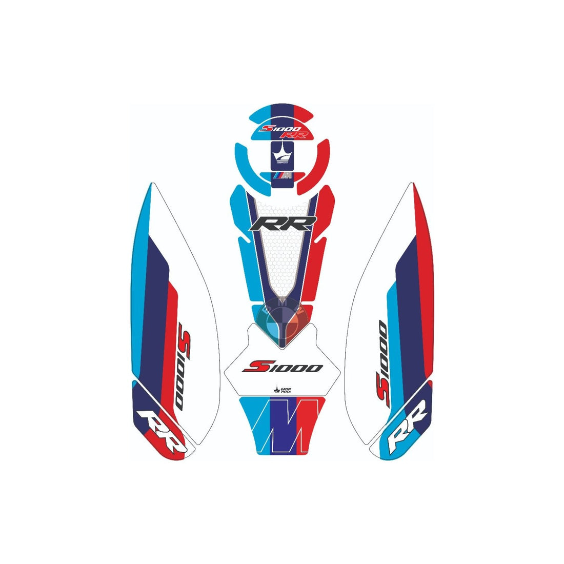 Grippatch BMW S1000RR (2023-2025) ile Uyumlu 12 Parça Renkli Tank Pad Seti GC43-3