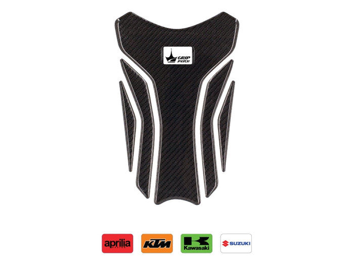 Grippatch Aprilia, KTM, Kawasaki, Suzuki ile Uyumlu Kaydırmaz 6D Karbon Tank Pad GC07