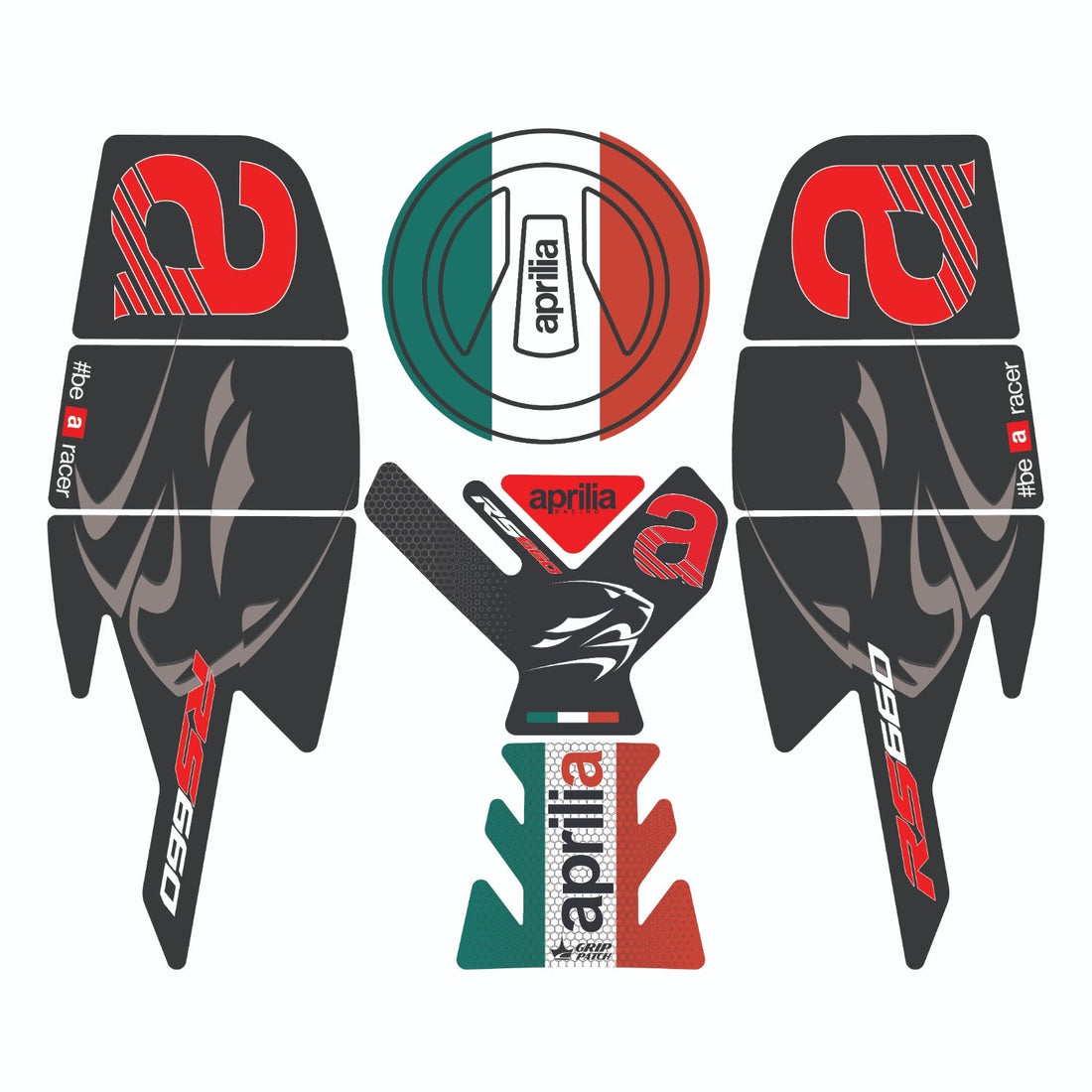 Grippatch Aprilia RS 660 (2025) ile Uyumlu 13 Parça Renkli Tank Pad Seti GC61-2