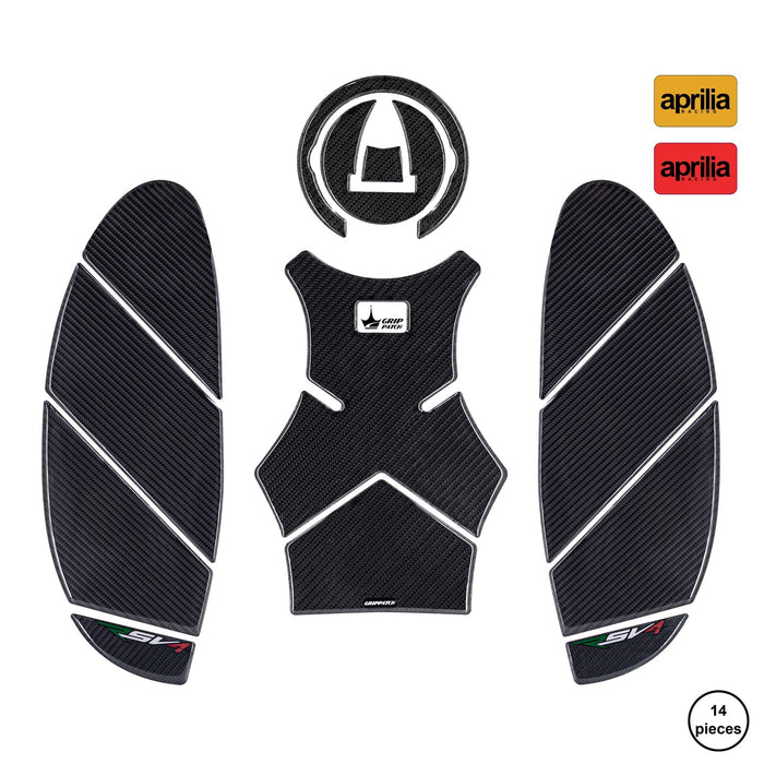 Grippatch Aprilia RSV4 (2024) ile Uyumlu Kaydırmaz 6D Karbon 14 Parça Tank Pad Seti GC46