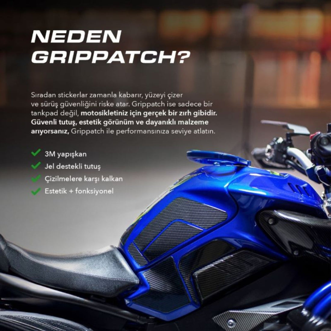 Grippatch Aprilia RSV4 - 2024 ile Uyumlu Tank Pad / 6D Karbon Depo Koruma - GC46-DK