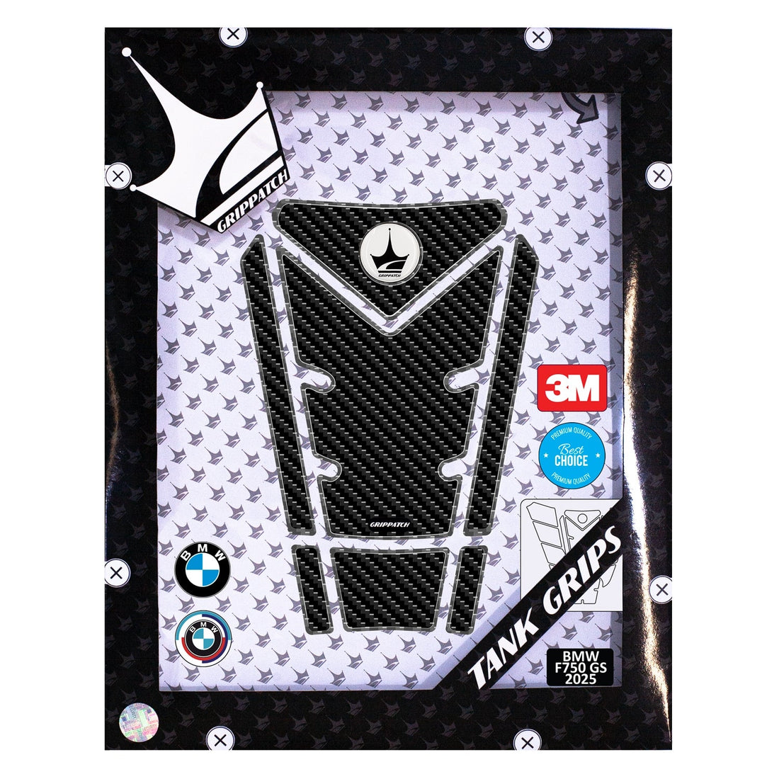 Grippatch BMW F750 GS (2024) ile Uyumlu Kaydırmaz 6D Karbon 19 Parça Tank Pad Seti GC69