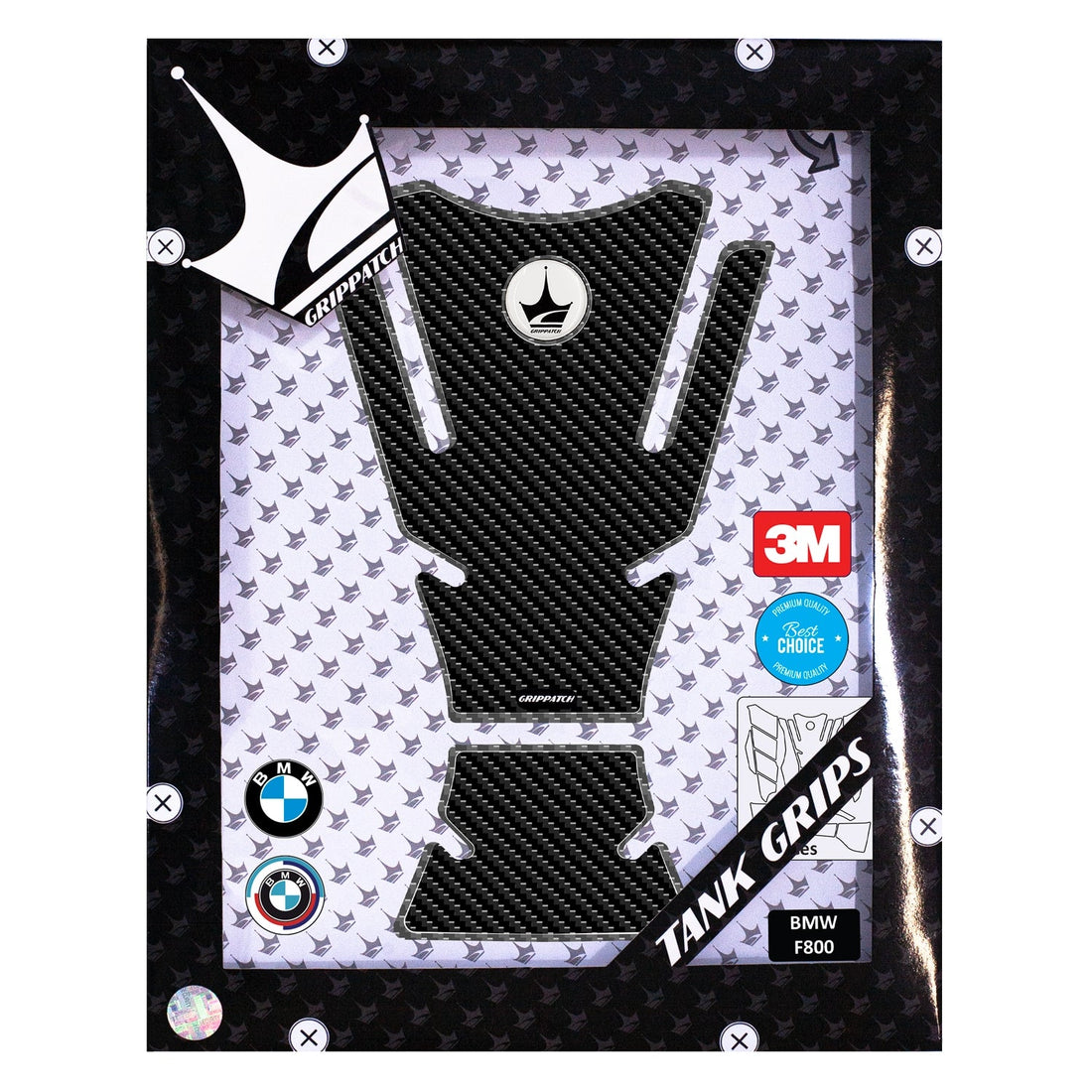 Grippatch BMW F800 2025 ile Uyumlu Kaydırmaz 6D Karbon 21 Parça Tank Pad Seti GC71