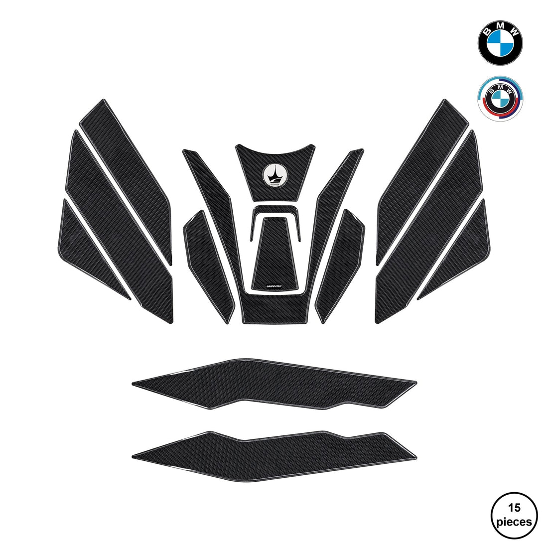 Grippatch BMW F900 XR (2024) ile Uyumlu Kaydırmaz 6D Karbon 15 Parça Tank Pad Seti GC35