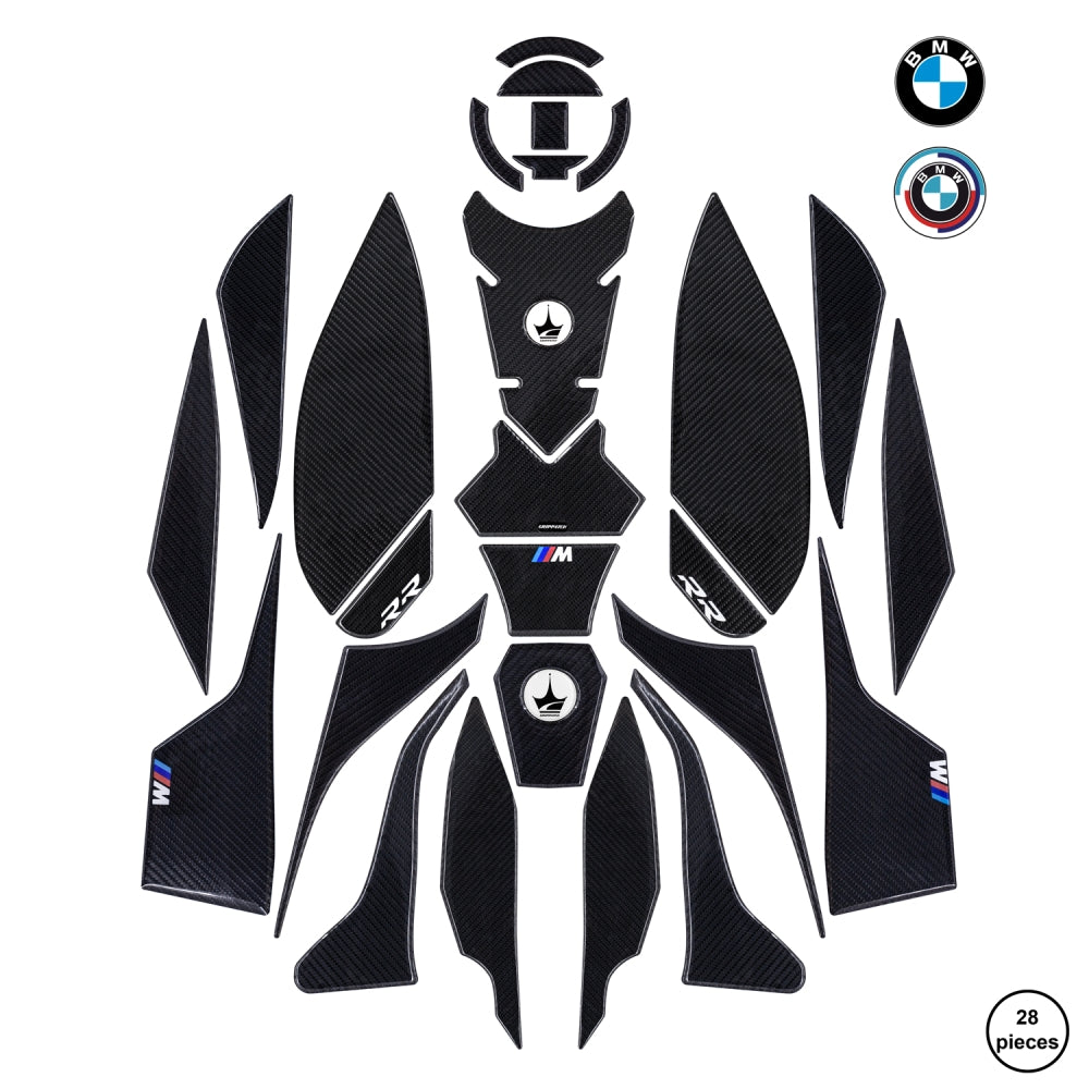 Grippatch BMW S1000RR (2023-2024) ile Uyumlu Kaydırmaz 6D Karbon 28 Parça Tank Pad Seti GC43