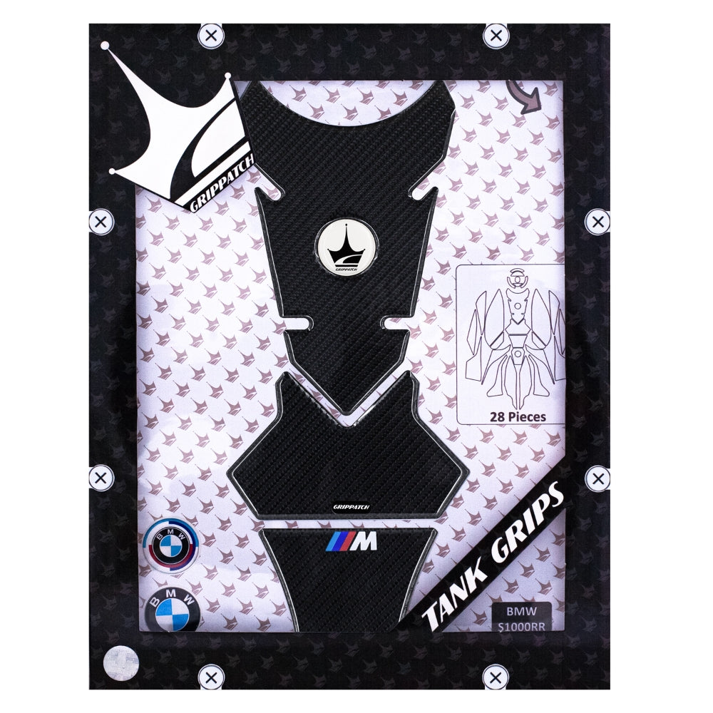 Grippatch BMW S1000RR (2023-2024) ile Uyumlu Kaydırmaz 6D Karbon 28 Parça Tank Pad Seti GC43