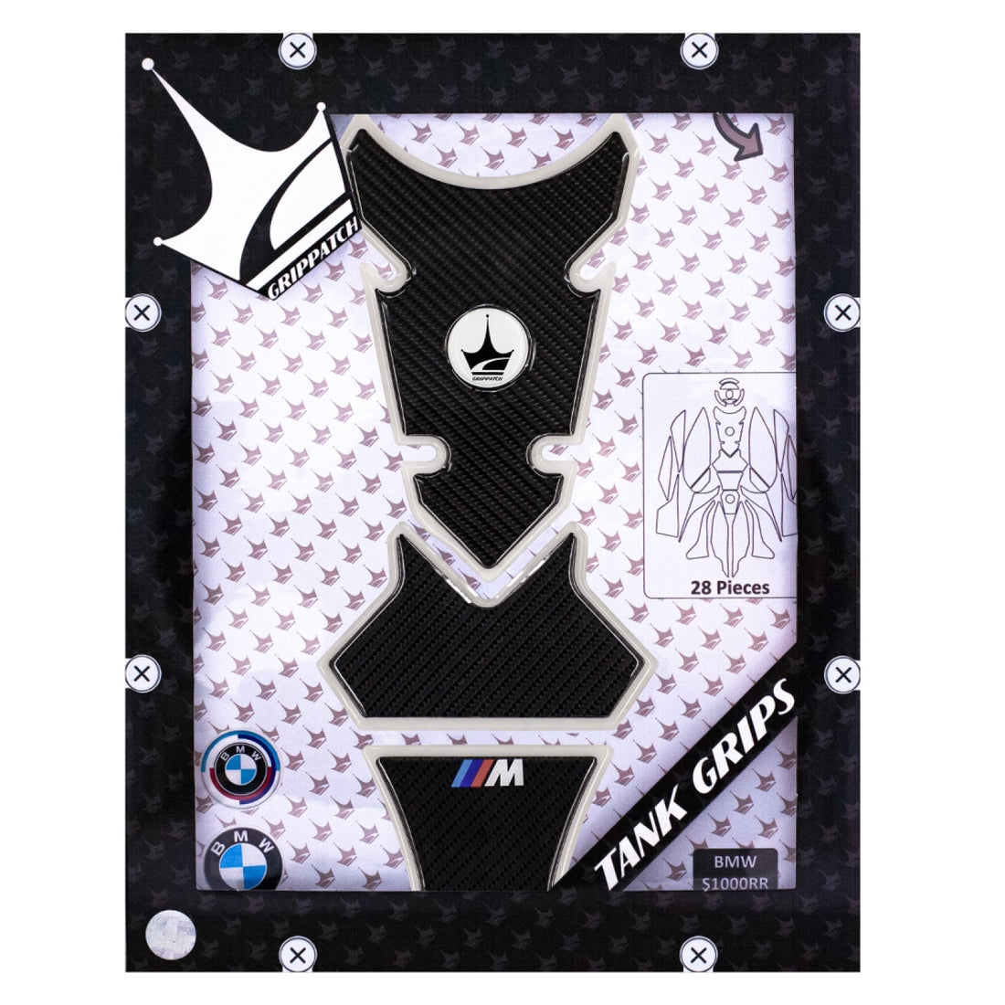 Grippatch BMW S1000RR (2023-2024) ile Uyumlu Ultimate Kaydırmaz 28 Parça Tank Pad Seti GTC05