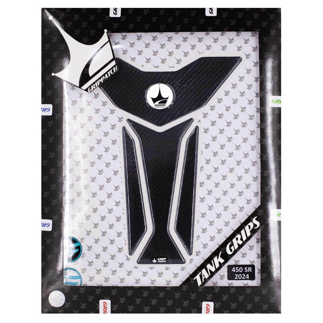 Grippatch CF Moto 450 SR (2023-2024) ile Uyumlu Kaydırmaz 6D Karbon 16 Parça Tank Pad Seti GC16