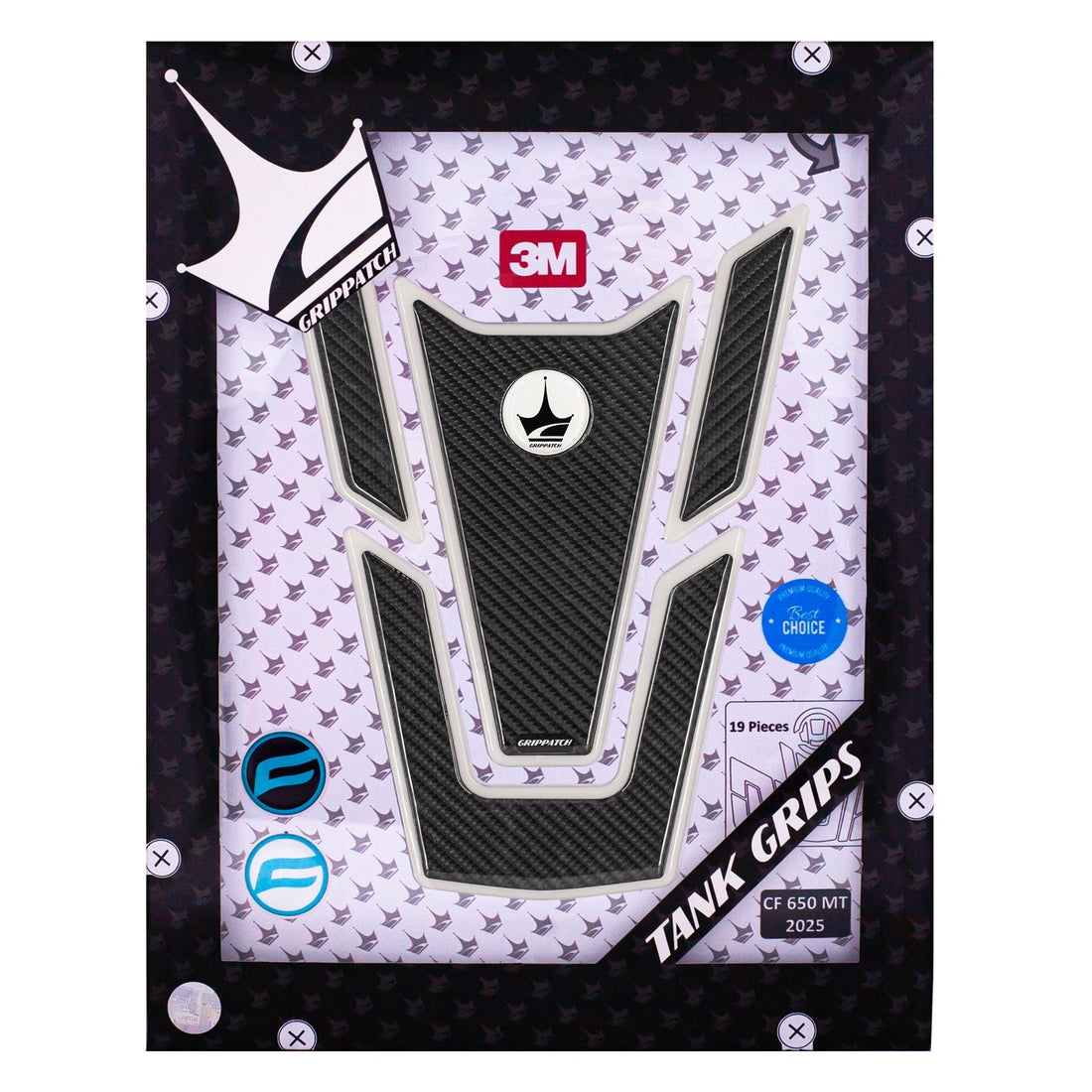 Grippatch CF Moto 650 MT (2025) ile Uyumlu Ultimate Kaydırmaz 20 Parça Tank Pad Seti GTC03