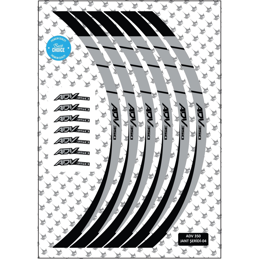 Grippatch Honda ADV350 ile Uyumlu Jant Şeridi - Gri / Siyah