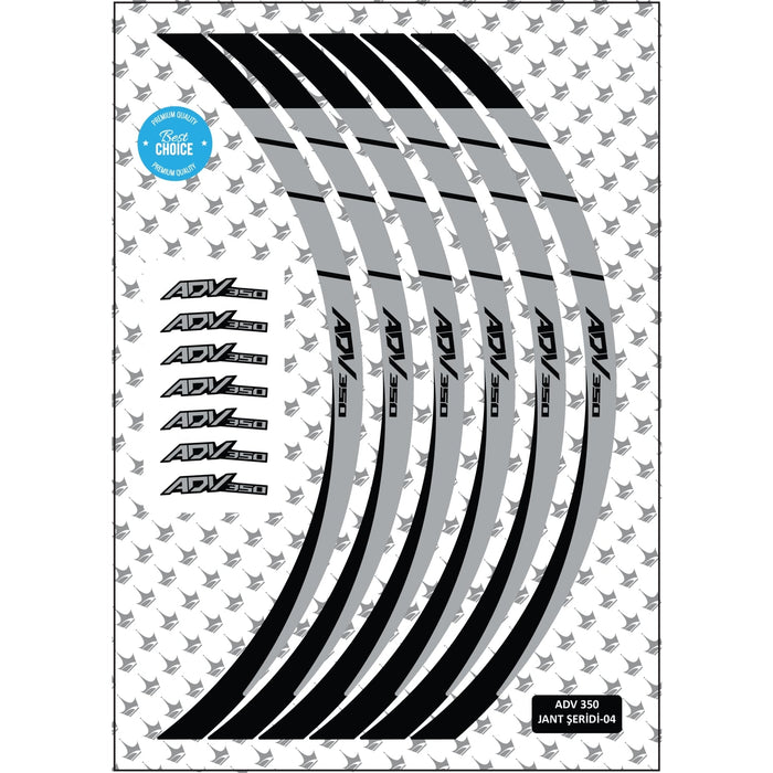 Grippatch Honda ADV350 ile Uyumlu Jant Şeridi - Gri / Siyah