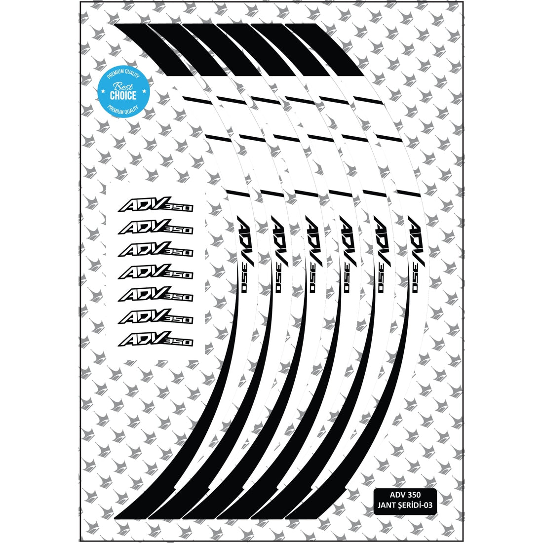 Grippatch Honda ADV350 ile Uyumlu Jant Şeridi - Siyah / Beyaz