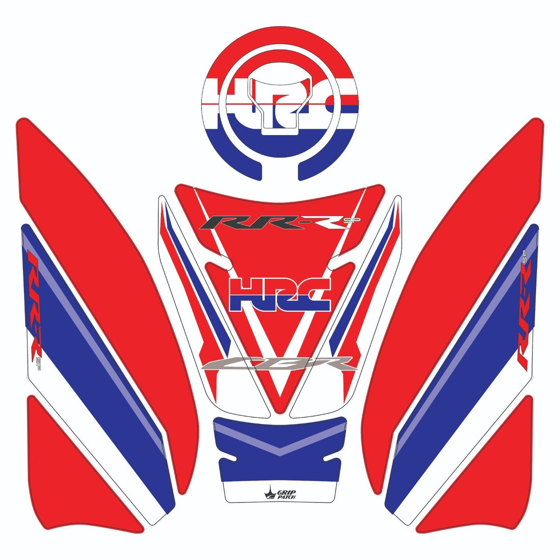 Grippatch Honda CBR1000RR (2025) ile Uyumlu 13 Parça Renkli Tank Pad Seti GC97