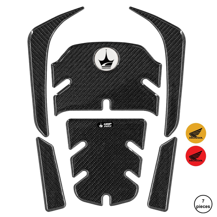 Grippatch Honda Forza 250 (2018-2025) ile Uyumlu Kaydırmaz 6D Karbon 7 Parça Tank Pad Seti GC20CP