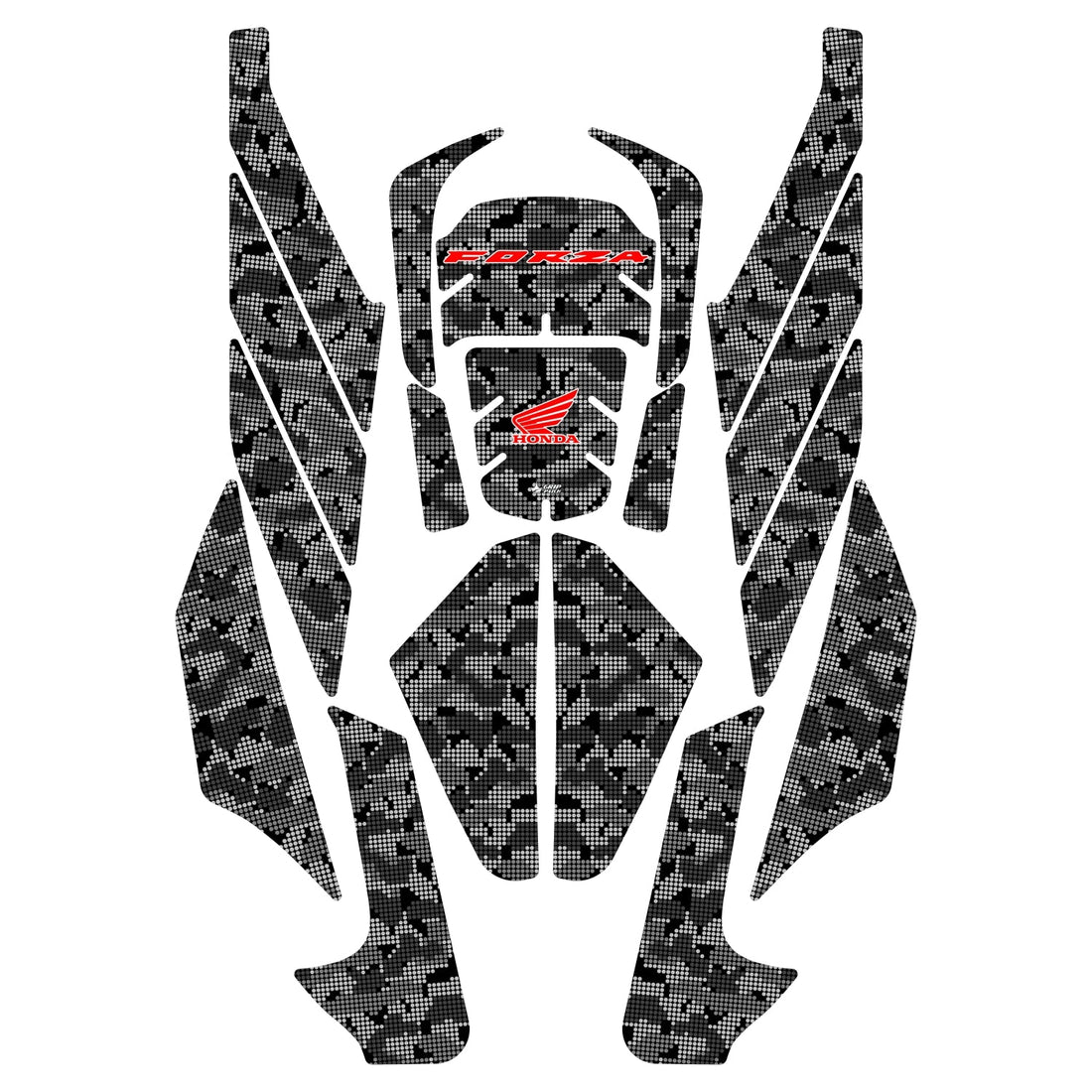 Grippatch Honda Forza 250 (2025) ile Uyumlu 18 Parça Renkli Tank Pad Seti GC20-R3