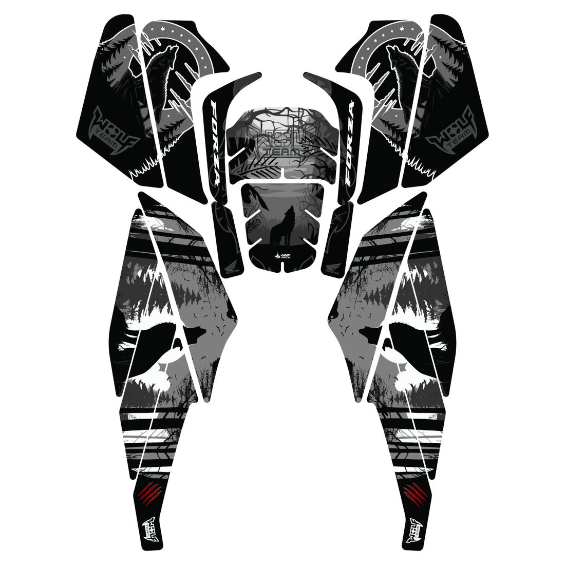 Grippatch Honda Forza 250 (2025) ile Uyumlu 18 Parça Renkli Wolf Tank Pad Seti GC20-R5