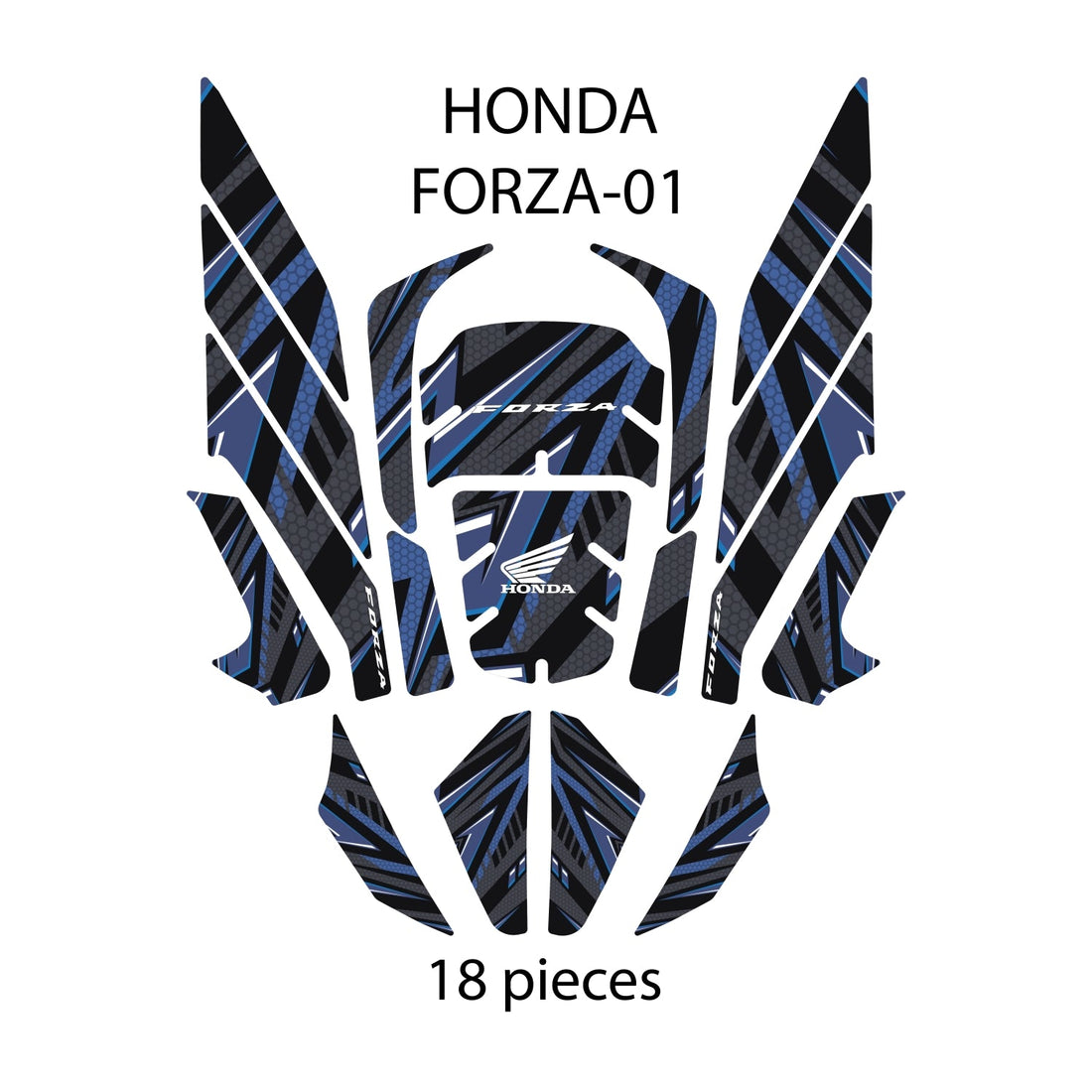 Grippatch Honda Forza 250 (2025) ile Uyumlu Renkli Tank Pad Seti 18 Parça GC20-MS