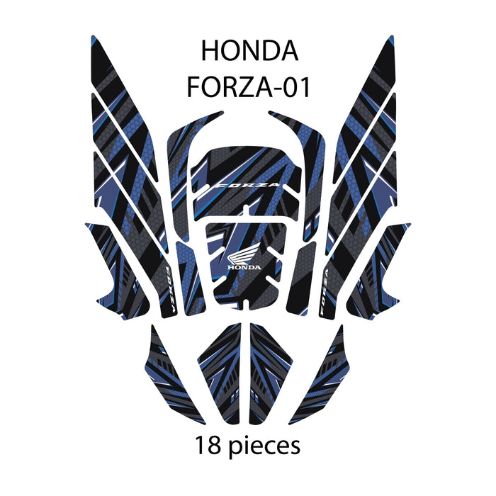Grippatch Honda Forza 250 (2025) ile Uyumlu Renkli Tank Pad Seti 18 Parça GC20-MS