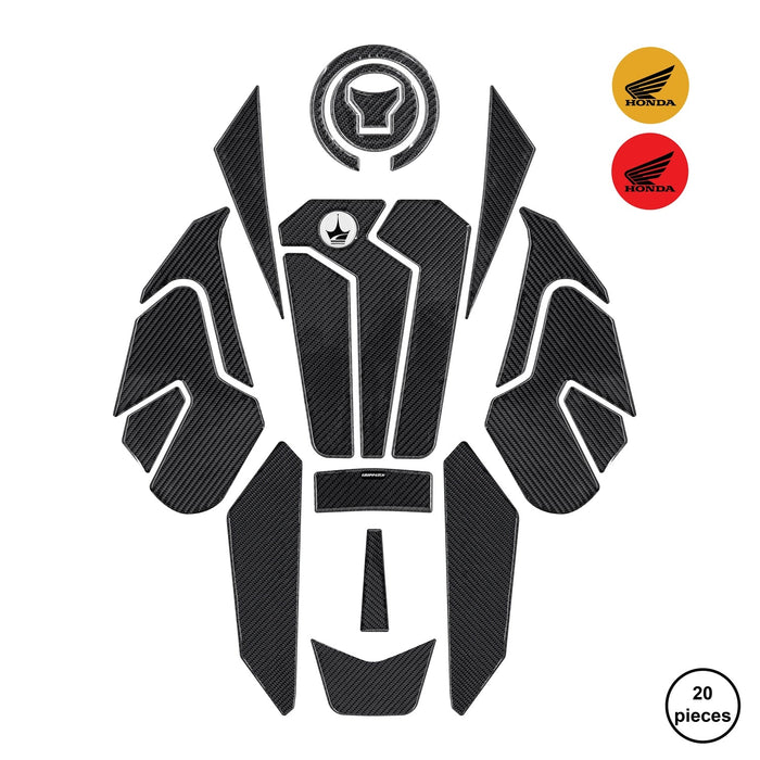 Grippatch Honda Hornet 750 (2025) ile Uyumlu Kaydırmaz 6D Karbon 20 Parça Tank Pad Seti GC42