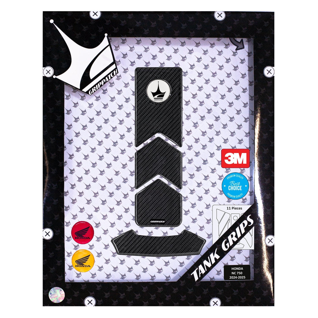 Grippatch Honda NC750 (2024-2025) ile Uyumlu Kaydırmaz 6D Karbon 11 Parça Tank Pad Seti GC45