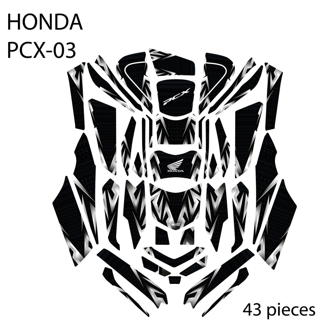 Grippatch Honda PCX 125 (2025) ile Uyumlu 43 Parça Renkli Tank Pad Set – GC40-S/B-S