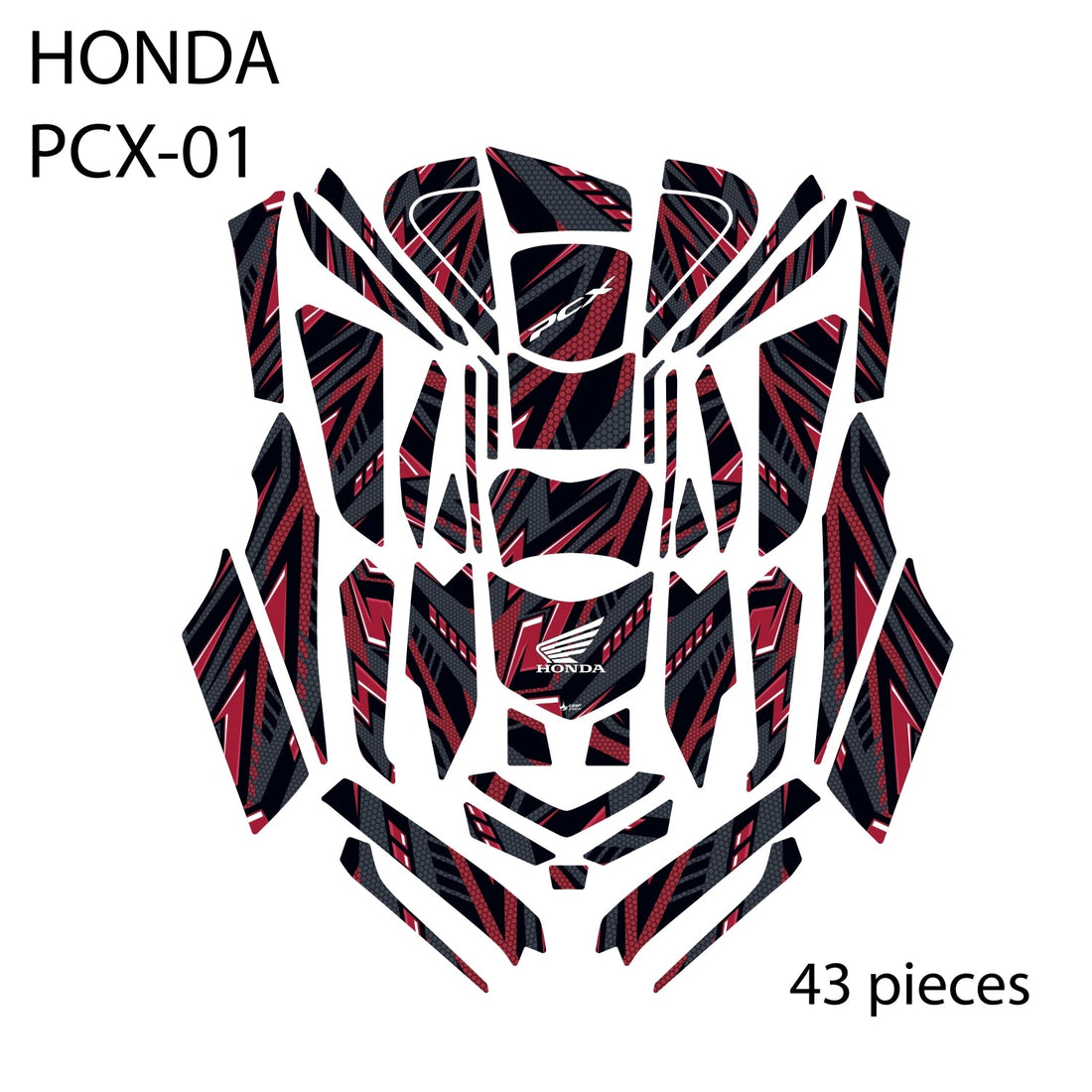 Grippatch Honda PCX 125 (2025) ile Uyumlu 43 Parça Tank Pad Seti GC40-K-S
