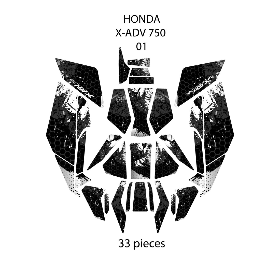 Grippatch Honda X-ADV (2025) ile Uyumlu Renkli Tank Pad Seti 33 Parça GC53-1