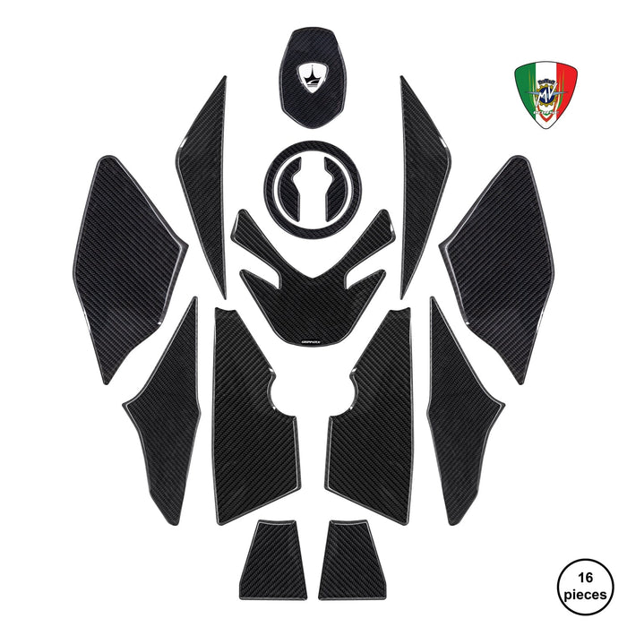 Grippatch MV Agusta Turismo Veloce ile Uyumlu Kaydırmaz 6D Karbon 16 Parça Tank Pad Seti GC38