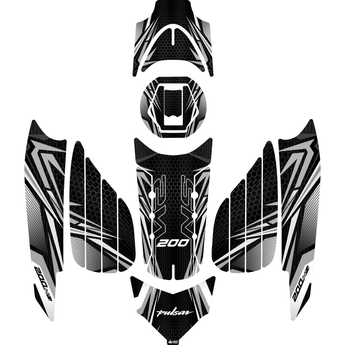 Grippatch Pulsar NS 200 (2024) ile Uyumlu Renkli Tank Pad Seti 19 Parça GC36-S