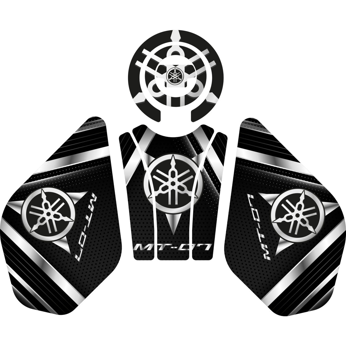 Grippatch Yamaha MT-07 (2019) ile Uyumlu Renkli Tank Pad 8 Parça Set GC13-1