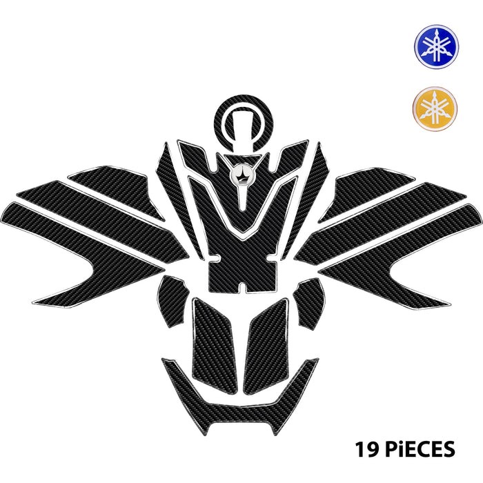 Grippatch Yamaha MT-09 SP GEN4 (2024 - 2025) ile Uyumlu Kaydırmaz 6D Karbon 19 Parça Tank Pad Seti GC80