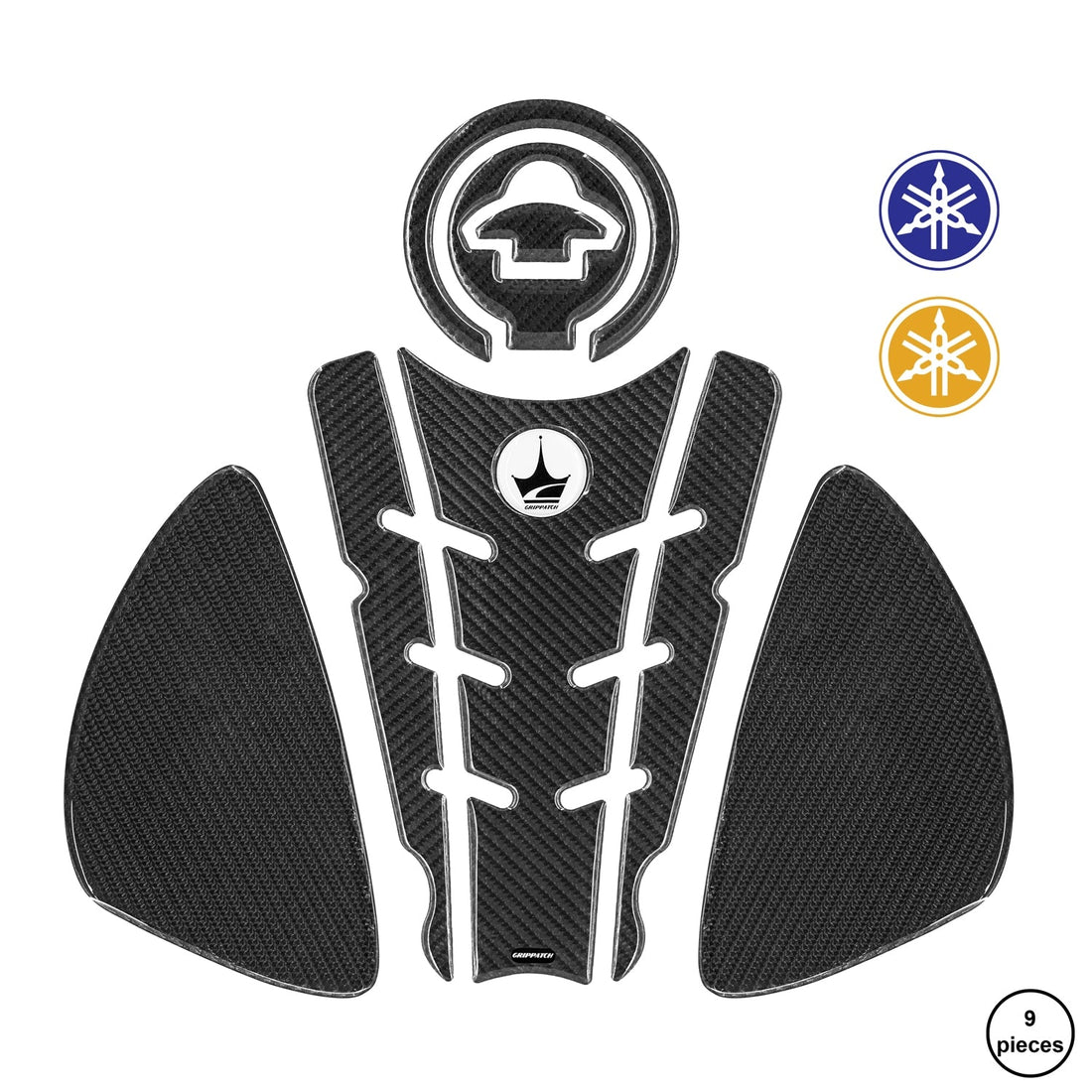Grippatch Yamaha R25 (2014-2018) ile Uyumlu Kaydırmaz 6D Karbon 9 Parça Tank Pad Seti GC33