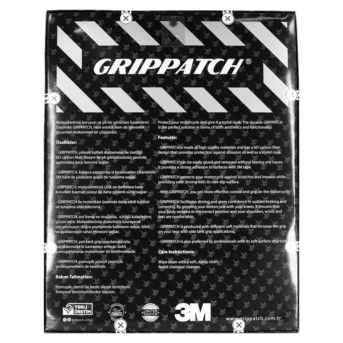 Grippatch Yamaha R25 (2014-2018) ile Uyumlu Kaydırmaz 6D Karbon 9 Parça Tank Pad Seti GC33