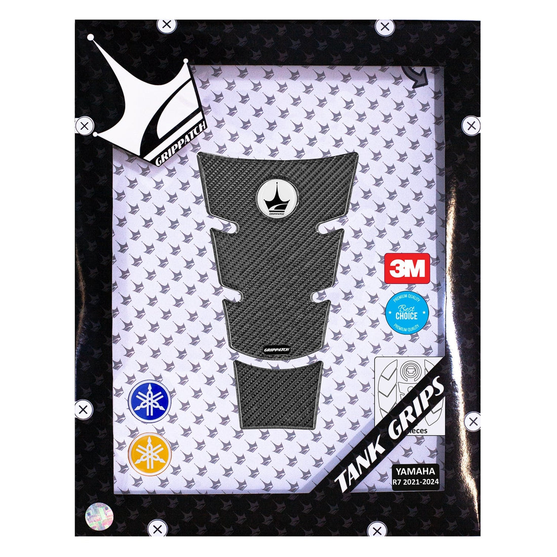 Grippatch Yamaha R7 (2021-2024) ile Uyumlu Kaydırmaz 6D Karbon 14 Parça Tank Pad Seti GC58