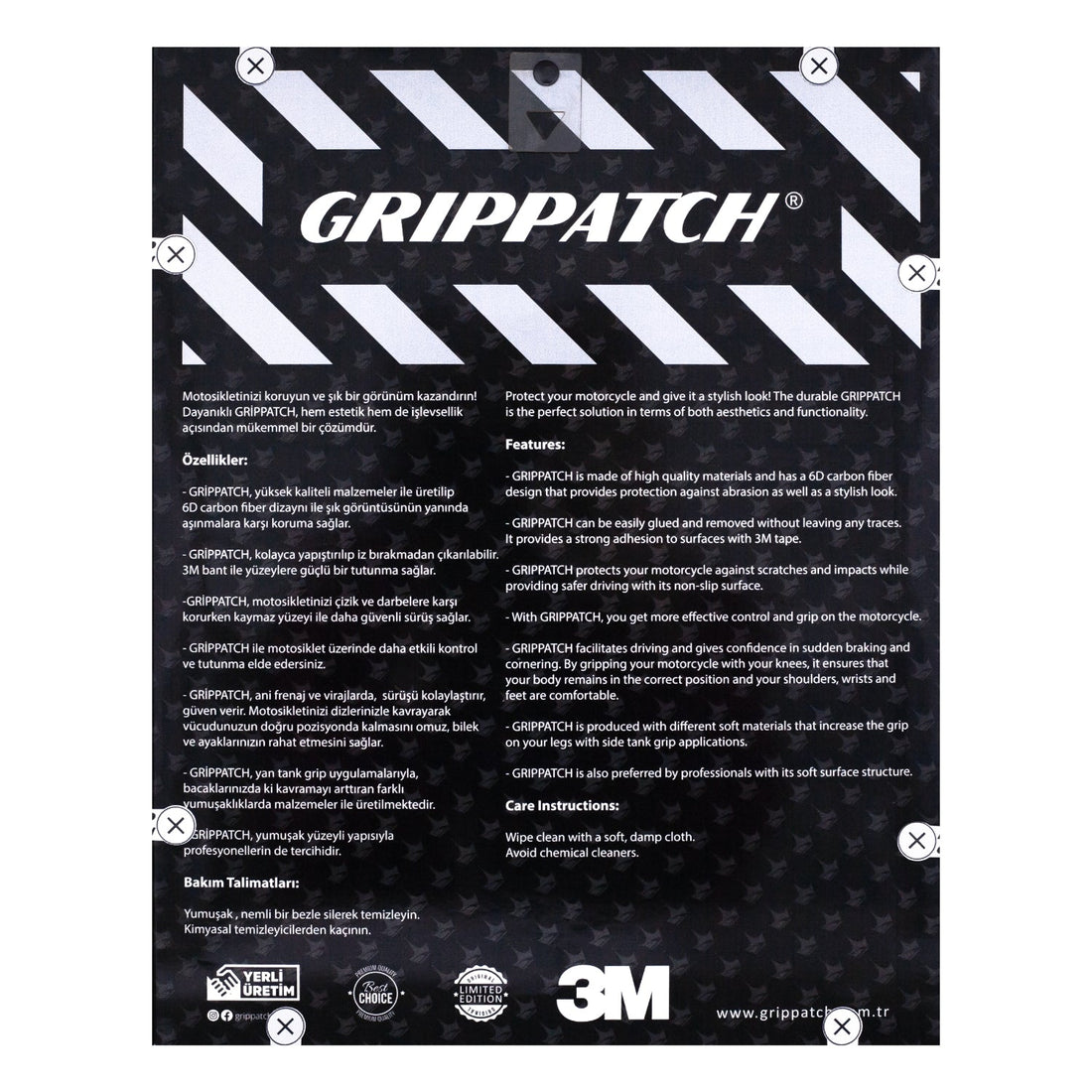Grippatch Yamaha R7 (2021-2024) ile Uyumlu Kaydırmaz Şeffaf Depo Koruma Tank Pad GT58CP