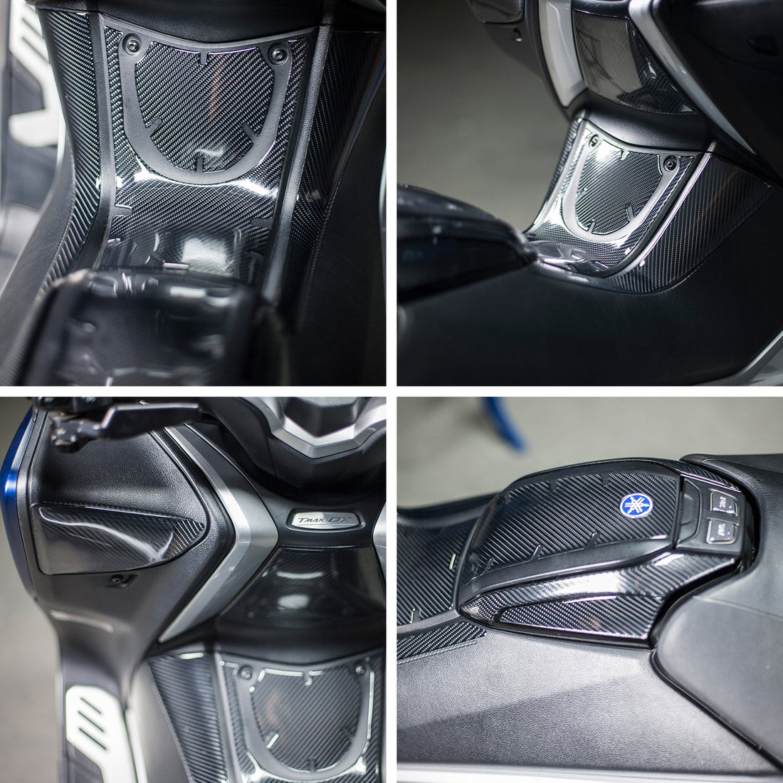 Grippatch Yamaha TMAX 530 DX (2017-2020) ile Uyumlu Kaydırmaz 6D Karbon 15 Parça Tank Pad Seti GC63